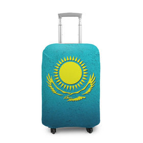 Чехол для чемодана 3D с принтом Флаг Казахстана в Санкт-Петербурге, 86% полиэфир, 14% спандекс | двустороннее нанесение принта, прорези для ручек и колес | Тематика изображения на принте: казах | казахский | казахстан | национальный | нация | республика | рк | флаг | флаги
