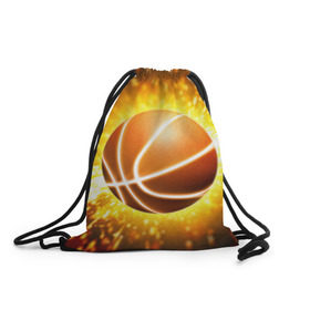 Рюкзак-мешок 3D с принтом Баскетбольный мяч в Санкт-Петербурге, 100% полиэстер | плотность ткани — 200 г/м2, размер — 35 х 45 см; лямки — толстые шнурки, застежка на шнуровке, без карманов и подкладки | взрыв | искры | огонь | пламя