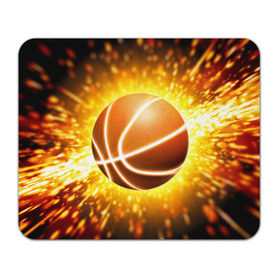Коврик прямоугольный с принтом Баскетбольный мяч в Санкт-Петербурге, натуральный каучук | размер 230 х 185 мм; запечатка лицевой стороны | взрыв | искры | огонь | пламя