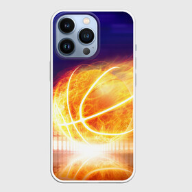 Чехол для iPhone 13 Pro с принтом Огненный мяч в Санкт-Петербурге,  |  | streetball | баскетбол | взрыв | искры | любимая игра | моя жизнь | мяч | огонь | пламя | развлечение | страсть | тренировка | увлечение | хобби