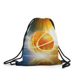 Рюкзак-мешок 3D с принтом Баскетбол - жизнь моя в Санкт-Петербурге, 100% полиэстер | плотность ткани — 200 г/м2, размер — 35 х 45 см; лямки — толстые шнурки, застежка на шнуровке, без карманов и подкладки | streetball | баскетбол | взрыв | мяч | пламя