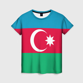 Женская футболка 3D с принтом Азербайджан в Санкт-Петербурге, 100% полиэфир ( синтетическое хлопкоподобное полотно) | прямой крой, круглый вырез горловины, длина до линии бедер | страна | флаг
