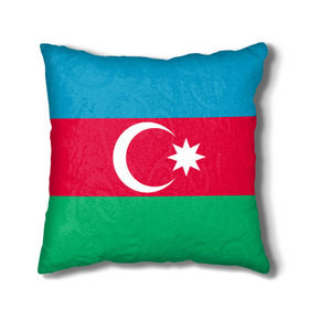 Подушка 3D с принтом Азербайджан в Санкт-Петербурге, наволочка – 100% полиэстер, наполнитель – холлофайбер (легкий наполнитель, не вызывает аллергию). | состоит из подушки и наволочки. Наволочка на молнии, легко снимается для стирки | Тематика изображения на принте: страна | флаг