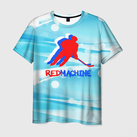 Мужская футболка 3D с принтом Red machine (триколор) в Санкт-Петербурге, 100% полиэфир | прямой крой, круглый вырез горловины, длина до линии бедер | red machine | красная машина | сборная россии | хоккей