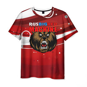Мужская футболка 3D с принтом Rus big red maсhine в Санкт-Петербурге, 100% полиэфир | прямой крой, круглый вырез горловины, длина до линии бедер | red maсhine | красная машина | сборная россии | хоккей