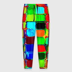 Мужские брюки 3D с принтом Кубики в Санкт-Петербурге, 100% полиэстер | манжеты по низу, эластичный пояс регулируется шнурком, по бокам два кармана без застежек, внутренняя часть кармана из мелкой сетки | квадрат | краска | кубики | текстуры