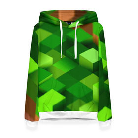 Женская толстовка 3D с принтом Minecraft в Санкт-Петербурге, 100% полиэстер  | двухслойный капюшон со шнурком для регулировки, мягкие манжеты на рукавах и по низу толстовки, спереди карман-кенгуру с мягким внутренним слоем. | green | зеленый