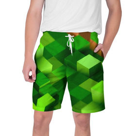 Мужские шорты 3D с принтом Minecraft в Санкт-Петербурге,  полиэстер 100% | прямой крой, два кармана без застежек по бокам. Мягкая трикотажная резинка на поясе, внутри которой широкие завязки. Длина чуть выше колен | green | зеленый