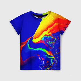 Детская футболка 3D с принтом Краска в Санкт-Петербурге, 100% гипоаллергенный полиэфир | прямой крой, круглый вырез горловины, длина до линии бедер, чуть спущенное плечо, ткань немного тянется | абстракция красок | брызги | краска | цветные