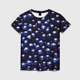 Женская футболка 3D с принтом Смородина в Санкт-Петербурге, 100% полиэфир ( синтетическое хлопкоподобное полотно) | прямой крой, круглый вырез горловины, длина до линии бедер | фиолетовый | ягода