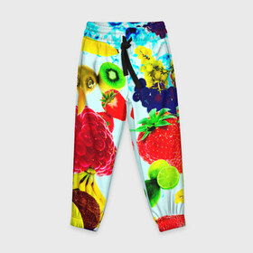 Детские брюки 3D с принтом Коктейль в Санкт-Петербурге, 100% полиэстер | манжеты по низу, эластичный пояс регулируется шнурком, по бокам два кармана без застежек, внутренняя часть кармана из мелкой сетки | лето | фрукты | цветной | ягоды | яркий