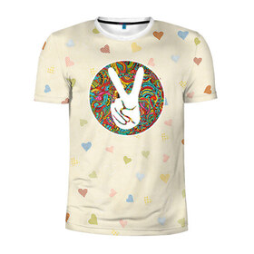 Мужская футболка 3D спортивная с принтом Хиппи 6 в Санкт-Петербурге, 100% полиэстер с улучшенными характеристиками | приталенный силуэт, круглая горловина, широкие плечи, сужается к линии бедра | Тематика изображения на принте: hippie | peace | пацифик | хиппи