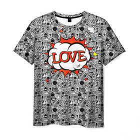 Мужская футболка 3D с принтом Поп-арт 3 в Санкт-Петербурге, 100% полиэфир | прямой крой, круглый вырез горловины, длина до линии бедер | love | pop art | искусство | комикс | любовь | поп арт