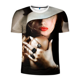 Мужская футболка 3D спортивная с принтом Женщина вамп в Санкт-Петербурге, 100% полиэстер с улучшенными характеристиками | приталенный силуэт, круглая горловина, широкие плечи, сужается к линии бедра | girl | hot | swag | вамп | девочки | девушки | сваг | свег