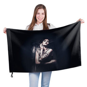 Флаг 3D с принтом Девушка с тату в Санкт-Петербурге, 100% полиэстер | плотность ткани — 95 г/м2, размер — 67 х 109 см. Принт наносится с одной стороны | girl | hot | swag | tatoo | девочки | девушки | сваг | свег | тату