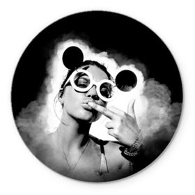 Коврик круглый с принтом Девушка в очках в Санкт-Петербурге, резина и полиэстер | круглая форма, изображение наносится на всю лицевую часть | girl | hot | swag | девочки | девушки | очки | сваг | свег