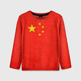 Детский лонгслив 3D с принтом Китай в Санкт-Петербурге, 100% полиэстер | длинные рукава, круглый вырез горловины, полуприлегающий силуэт
 | china | country | государство | китай | кнр | страна | флаг | флаги