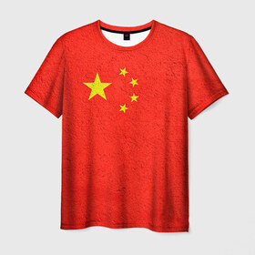 Мужская футболка 3D с принтом Китай в Санкт-Петербурге, 100% полиэфир | прямой крой, круглый вырез горловины, длина до линии бедер | Тематика изображения на принте: china | country | государство | китай | кнр | страна | флаг | флаги