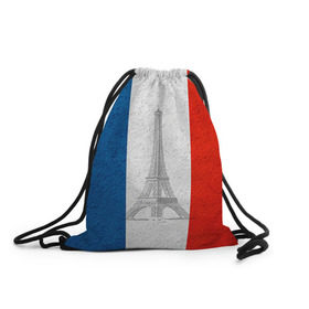 Рюкзак-мешок 3D с принтом Франция в Санкт-Петербурге, 100% полиэстер | плотность ткани — 200 г/м2, размер — 35 х 45 см; лямки — толстые шнурки, застежка на шнуровке, без карманов и подкладки | Тематика изображения на принте: country | france | государство | страна | флаг | флаги | франция