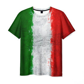 Мужская футболка 3D с принтом Италия в Санкт-Петербурге, 100% полиэфир | прямой крой, круглый вырез горловины, длина до линии бедер | country | italy | государство | италия | страна | флаг | флаги