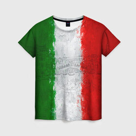 Женская футболка 3D с принтом Италия в Санкт-Петербурге, 100% полиэфир ( синтетическое хлопкоподобное полотно) | прямой крой, круглый вырез горловины, длина до линии бедер | country | italy | государство | италия | страна | флаг | флаги