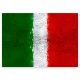 Поздравительная открытка с принтом Италия в Санкт-Петербурге, 100% бумага | плотность бумаги 280 г/м2, матовая, на обратной стороне линовка и место для марки
 | country | italy | государство | италия | страна | флаг | флаги
