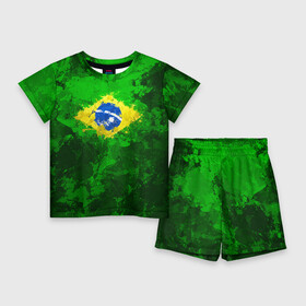 Детский костюм с шортами 3D с принтом Бразилия в Санкт-Петербурге,  |  | brazil | country | бразилия | государство | страна | флаг | флаги