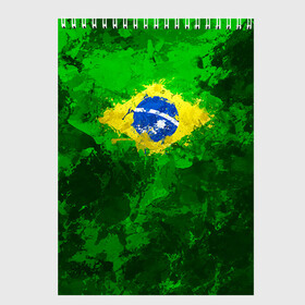 Скетчбук с принтом Бразилия в Санкт-Петербурге, 100% бумага
 | 48 листов, плотность листов — 100 г/м2, плотность картонной обложки — 250 г/м2. Листы скреплены сверху удобной пружинной спиралью | brazil | country | бразилия | государство | страна | флаг | флаги