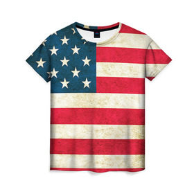 Женская футболка 3D с принтом США в Санкт-Петербурге, 100% полиэфир ( синтетическое хлопкоподобное полотно) | прямой крой, круглый вырез горловины, длина до линии бедер | country | usa | америка | государство | соединённые штаты америки | страна | флаг | флаги | штаты