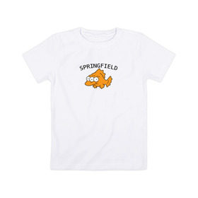 Детская футболка хлопок с принтом Спрингфилд | Springfield в Санкт-Петербурге, 100% хлопок | круглый вырез горловины, полуприлегающий силуэт, длина до линии бедер | springfield | the simpsons | симпсоны | спрингфилд