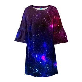 Детское платье 3D с принтом Звёзды в Санкт-Петербурге, 100% полиэстер | прямой силуэт, чуть расширенный к низу. Круглая горловина, на рукавах — воланы | вселенная | галактика | звезды | планеты | туманность