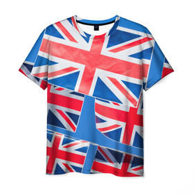 Мужская футболка 3D с принтом Британские флаги в Санкт-Петербурге, 100% полиэфир | прямой крой, круглый вырез горловины, длина до линии бедер | англия | британия | великобритания
