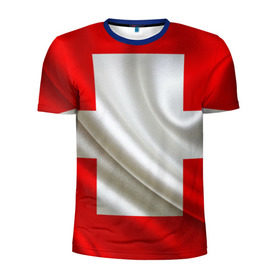 Мужская футболка 3D спортивная с принтом Швейцария в Санкт-Петербурге, 100% полиэстер с улучшенными характеристиками | приталенный силуэт, круглая горловина, широкие плечи, сужается к линии бедра | альпы | гордость | флаг