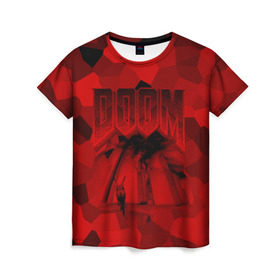Женская футболка 3D с принтом Doom classic 3 в Санкт-Петербурге, 100% полиэфир ( синтетическое хлопкоподобное полотно) | прямой крой, круглый вырез горловины, длина до линии бедер | 