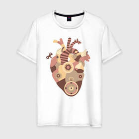 Мужская футболка хлопок с принтом Сердце Стим Панк в Санкт-Петербурге, 100% хлопок | прямой крой, круглый вырез горловины, длина до линии бедер, слегка спущенное плечо. | 
