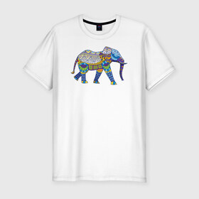 Мужская футболка премиум с принтом Слон в Санкт-Петербурге, 92% хлопок, 8% лайкра | приталенный силуэт, круглый вырез ворота, длина до линии бедра, короткий рукав | 