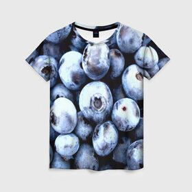 Женская футболка 3D с принтом Черника в Санкт-Петербурге, 100% полиэфир ( синтетическое хлопкоподобное полотно) | прямой крой, круглый вырез горловины, длина до линии бедер | ягоды