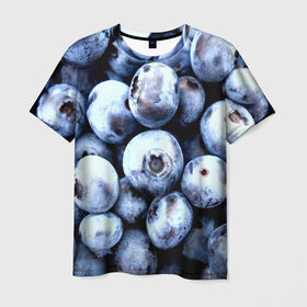 Мужская футболка 3D с принтом Черника в Санкт-Петербурге, 100% полиэфир | прямой крой, круглый вырез горловины, длина до линии бедер | ягоды