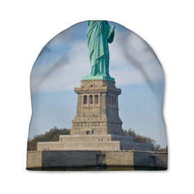 Шапка 3D с принтом Статуя свободы в Санкт-Петербурге, 100% полиэстер | универсальный размер, печать по всей поверхности изделия | Тематика изображения на принте: америка | сша