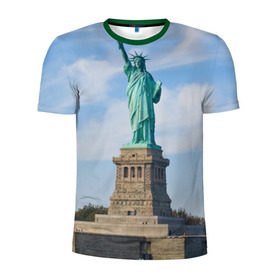 Мужская футболка 3D спортивная с принтом Статуя свободы в Санкт-Петербурге, 100% полиэстер с улучшенными характеристиками | приталенный силуэт, круглая горловина, широкие плечи, сужается к линии бедра | америка | сша