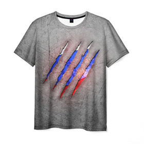 Мужская футболка 3D с принтом Русский изнутри в Санкт-Петербурге, 100% полиэфир | прямой крой, круглый вырез горловины, длина до линии бедер | patriot | russia | искры | металл | патриот | россия | русский | сталь | триколор | флаг | царапина