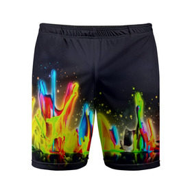 Мужские шорты 3D спортивные с принтом Взрыв красок в Санкт-Петербурге,  |  | абстракция | абстракция красок | брызги | краска | цветные