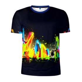 Мужская футболка 3D спортивная с принтом Взрыв красок в Санкт-Петербурге, 100% полиэстер с улучшенными характеристиками | приталенный силуэт, круглая горловина, широкие плечи, сужается к линии бедра | абстракция | абстракция красок | брызги | краска | цветные