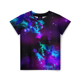 Детская футболка 3D с принтом Звездное небо в Санкт-Петербурге, 100% гипоаллергенный полиэфир | прямой крой, круглый вырез горловины, длина до линии бедер, чуть спущенное плечо, ткань немного тянется | Тематика изображения на принте: вселенная | галактика | звезды | планеты | туманность