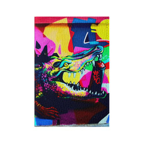 Обложка для паспорта матовая кожа с принтом Крокодил в Санкт-Петербурге, натуральная матовая кожа | размер 19,3 х 13,7 см; прозрачные пластиковые крепления | Тематика изображения на принте: цветной | яркий