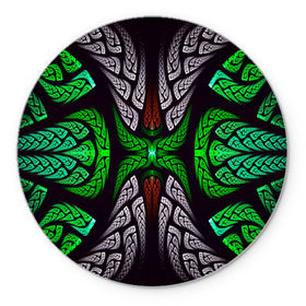 Коврик круглый с принтом Трайбл в Санкт-Петербурге, резина и полиэстер | круглая форма, изображение наносится на всю лицевую часть | зелёный | паттерн | текстура | цветной