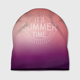 Шапка 3D с принтом IT`S SUMMER TIME в Санкт-Петербурге, 100% полиэстер | универсальный размер, печать по всей поверхности изделия | it s summer time | время | жара | красный | лето | розовый | солнце | тепло | фиолет | цвета | это время лето