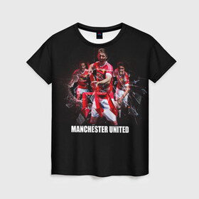 Женская футболка 3D с принтом Manchester united в Санкт-Петербурге, 100% полиэфир ( синтетическое хлопкоподобное полотно) | прямой крой, круглый вырез горловины, длина до линии бедер | manchester united | англия | манчестер юнайтед | премьер лига | футбол