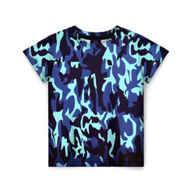 Детская футболка 3D с принтом Военные в Санкт-Петербурге, 100% гипоаллергенный полиэфир | прямой крой, круглый вырез горловины, длина до линии бедер, чуть спущенное плечо, ткань немного тянется | camo | камо | камуфляж | синий