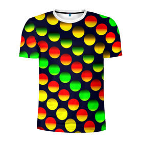 Мужская футболка 3D спортивная с принтом Горошек в Санкт-Петербурге, 100% полиэстер с улучшенными характеристиками | приталенный силуэт, круглая горловина, широкие плечи, сужается к линии бедра | Тематика изображения на принте: круги | паттерн | точки | цветной | яркий